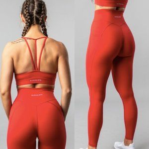 Alphalete Red Ember Alphalux Leggings Set Medium Gym Workout
